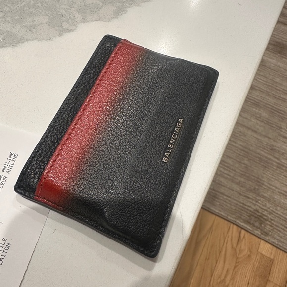 Balenciaga Black and Red Card Holder - Picture 1 of 8